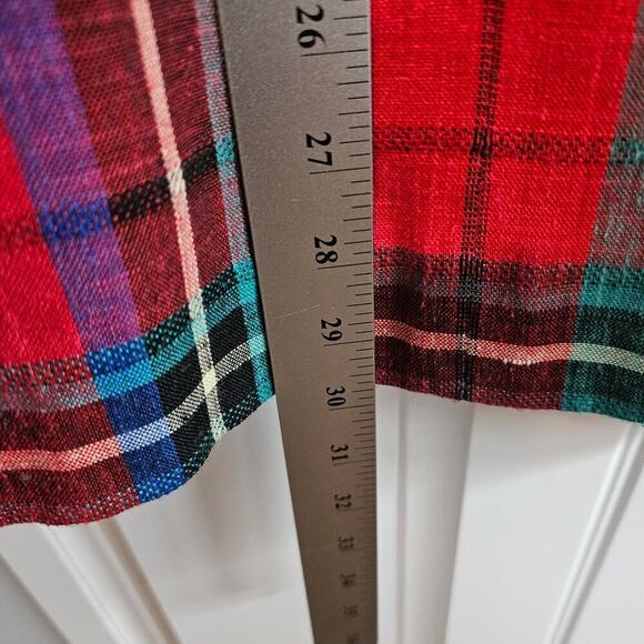 Vintage Plaid Skirt Womens Size Small Red 80s Midi Linen Preppy Academia Twee - Picture 9 of 10